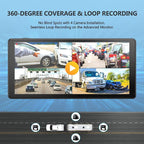 4K RV Backup Camera System 10.36" Quad Split Touchscreen Monitor 4 1080P HD Rear View Cameras DVR Recording Bluetooth Music USB Video Play IP69 Waterproof Night Vision for Trailer RV Truck etc