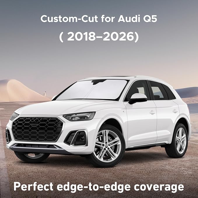 Windshield Sunshade Compatible for Audi Q5 2018-2024 2025 2026, Sun Visor for Front Windshield & Window Sun Shade Cover, UV Heat Blocker & Protector, Car Accessories