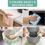 Microfiber Cleaning Cloth, 5 PCS Kitchen Towels(10" x 10"), Absorbent Streak Free Lint Cleaning Cloths, Reusable and Washable Dish Rags with 12" and 10" Lazy Susan Organizer
