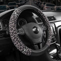Road Comfort Leather Steering Wheel Cover – Premium Anti-Slip Car Steering Wheel Grip Cover – Universal Fit for 14.5”–15” Cars, Trucks & SUVs - Leopard Pattern
