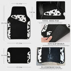 Waterproof Universal Fit Car Floor Mats, Cow Print Car Mats Fit for SUV,Vans,sedans, Trucks,Set of 4pcs Car Carpet with Driver Heel Pad and Nibs Backing,or Cute Women Girly Funny Black White