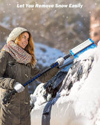 47.7″ Extendable Snow Brush and Ice Scraper, 270° Pivoting Snow Scraper Brush for Car Windshield, Telescoping Ice Scraper, Foam Grip, Heavy Duty Snow Remover for Cars, Trucks, SUV (Black)