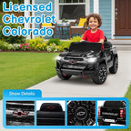 Licensed Chevrolet Colorado Electric Car for Kids, 12V Ride on Toys for Toddlers with Remote Control, Battery Powered Electric Car Ride On Vehicle w/Bluetooth, Soft Start, LED Lights - Black