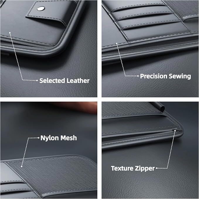 Car Visor Organizer, Universal Fit Auto Sun Visor Storage Holder, Red and Black (Brown)