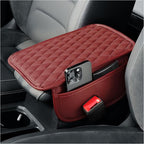 Arm Rest Cover for Car,Leather and Memory Foam Center Console Cover with Storage Bags,Universal Middle Console Cover Car Accessories Interior for Most Car Center Consoles (Red)