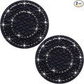 2PCS Bling Crystal Rhinestone Cup Holder Coaster, 2.75 inch Soft Silicone Anti-Slip Shockproof, Car Cup Holder Insert Coasters, Universal Car Interior Accessories for Women (Black)
