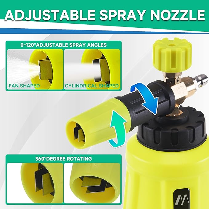 Pressure Washer Gun with Foam Cannon, 64 Fl Oz Car Wash Soap & 5 Power Washer Nozzle Tips, Car Wash Foam Gun for Car Washing, Patio Cleaning