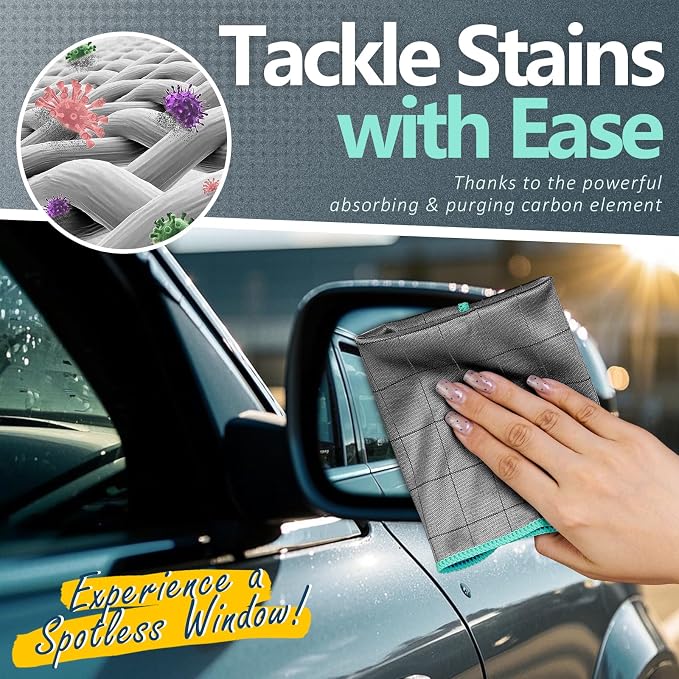 Airlab Glass Polishing Cloth Streak Free Miracle Cleaning Cloth Lint Free Microfiber Cleaning Rags for Glasses Kitchen Dish Mirrors Easy Clean, Pack of 3, 12" x 12", Grey-Green