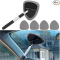 Windshield Cleaner Tool - Portable Car Interior Window Cleaning Kit with Extendable Handle, 4 Microfiber Towel Pads, Auto Glass Wiper for Windshield, Universal for RV, SUV, Truck (Gray)