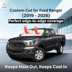Windshield Sun Shade Compatible for Ford Ranger (2019–2024) | Front Window Shade for Midsize Pickup Truck | 4-Layer, 240T Sunshade Accessories | UV & Heat Reflector for Ranger Windshield