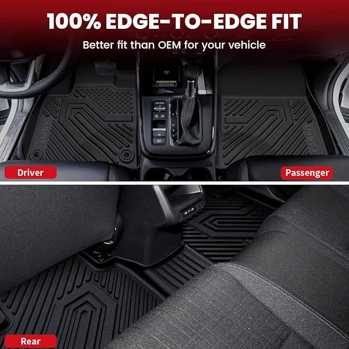 Floor Mats & Cargo Mat for Honda HRV 2016-2022 (AWD Model), All Weather TPE Custom Fit HR-V Floor Liner Accessories, 1st & 2nd Row & Trunk Mat Full Set, Black (Not for FWD)