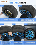 Hubcap Wheel Covers Hub Caps 16 Inch Set of 4 Black & Blue Universal Wheel Rim Cover R16 Stylish Car Decor Wheel Covers