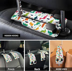 Car Seat Headrest Hook, Universal Leather Cute Hanger Holder Hook, Storage Organizer Interior Accessories for Purse Bags Handbag Colorful Cute Dinosaurs