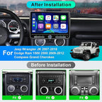 8 Core Car Radio 64G for Jeep Wrangler JK Compass Grand Cherokee Dodge Ram Upgrade Stereo Wireless CarPlay Android Auto,10.1 '' Touchscreen Head Unit Knob Design GPS WiFi AM/FM SWC