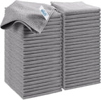 Grey Microfiber Cleaning Cloth, 50 Pack Cleaning Towels for Kitchen, Lint Free, Scratch-Free, Highly Absorbent, and Reusable Cleaning Rags for House, Window and Glass, Cars, 11.5 X11.5 inch