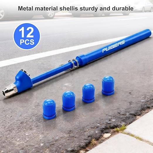 12 Pack Heavy Duty Truck Tire Pressure Gauges, Dual-Head Tire Gauges for Tire Pressure 10-150 PSI/10 BAR, with 4 Valve Caps for Trucks, RVs, Cars, and Motorcycles