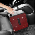 Bling Car Trash Can with Rhinestone,Foldable Car Garbage Can for in-Vehicle Waste Disposal,Multipurpose Hanging Back Seat Organizer & Decorations Fit for Most Cars Trucks (Red)