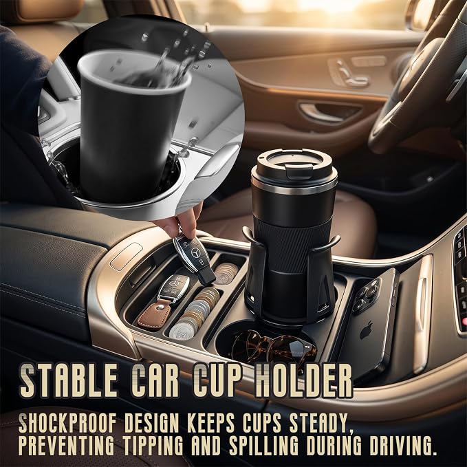 Car Cup Holder Inserts - 2 Pcs Adaptive Clarmping Arm Anti-Spill Stable Drink Holder for Most Vehicles