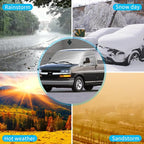 Silver RV Windshield Cover for Chevy Express GMC Savana 1996-2026 | Fits Class C Motorhome Vans, Hail Protector, Waterproof Silver Snow Cover