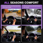Car Steering Wheel Cover, Microfiber Leather Steering Wheel Covers with Anti-Slip Lining, Breathable Elastic Car Steering Wheel Protector, Universal Standard Size 14-15 inch