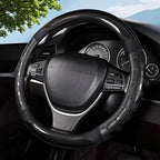 Hiseanllo Car Steering Wheel Cover, 14.5-15 Inch Universal Fit, Sporty Anti-Slip Leather Steering Wheel Protector with Glossy Color Accent, Comfortable Grip for Cars, SUVs, Trucks(Black)