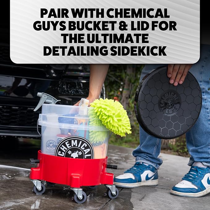 Creeper Rolling Bucket Dolly - Heavy Duty Mobile Dolly Cart for Car Wash, Detailing, and Garage Use, 5 Caster Wheels with 360° Rotation, Fits Standard 3.5 to 7.5 Gallon Buckets