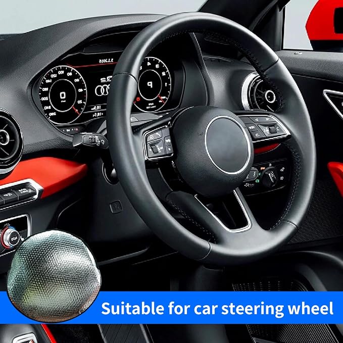 1 Pcs Steering Wheel Sun Shade Cover, Steering Wheel Sun Heat Shield ,18.11in Steering Wheel Sun Block Anti-Heat Aluminum Foil For Suv Truck Van Cars Silver