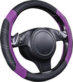 Line Rider Microfiber Leather Sporty 14.5-15 inch Steering Wheel Cover Universal Fits for 95% Truck,SUV,Cars, Anti-Slip Safety Comfortable Design (Black Purple)