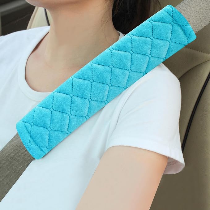 Soft Auto Seat Belt Cover Seatbelt Shoulder Pad Cushions 2 PCS for a More Comfortable Driving Universal Fit for All Cars and Backpack Blue