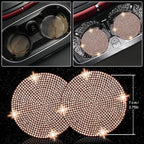 27 PCs Gold Champagne Bling Car Accessories Set for Women, Steering Wheel Covers Universal Fit 15 Inch, Bling License Plate Frame, Bling Phone Holder, Bling Car Coasters