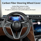 3Pcs Carbon Fiber Steering Wheel Cover Universal Fit 99% Cars | Non-slip soft grip, easy to wipe clean, quick to install, perfect for daily commutes and road trips, Black