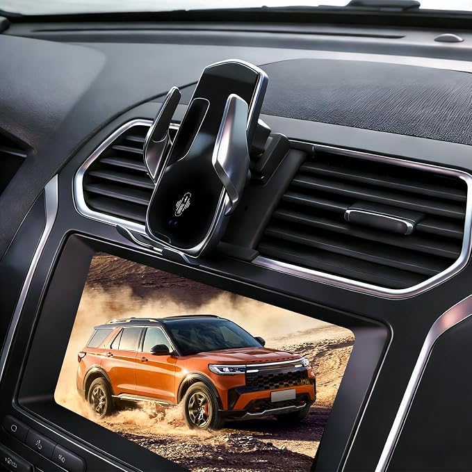 Car Phone Mount for Ford Explorer 2011–2018, 15W Wireless Fast Charging Auto-Clamping Vent Phone Holder, One-Hand Operation, Hands-Free, 360° Adjustable, Without Blocking Airflow