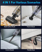 Handheld Vacuum Cordless 1.1 Pounds Car Vac 10000PA Hand Held Vacuums 4-in-1 Hand Vac Cordless Rechargeable HEPA Filter Large Capacity Dust Cup for Car Office Home Pets Hair (Gray)