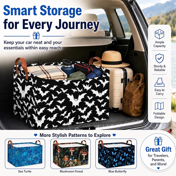 Jesus Car Trunk Organizer,20L Collapsible Auto Storage Basket with Handles, Waterproof Reusable Shopping Grocery Bags for SUV,Truck, Vintage Jesus Cars Boot Organizer Gifts for Women Men Drivers