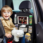 Backseat Car Organizer Mats Back Seat Organizers and Storage Bag with Touch Screen Tablet Holder for Kids Toddlers Seats, Travel Accessories, Road Trip Essentials (2PCS)
