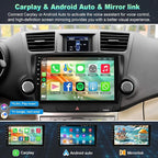 Car Radio for Toyota Highlander 2008-2013,8 Core 6GB+128GB | 10.2 Inch QLED Touch Screen, Carplay&Android Auto&Mirror Link,WiFi,GPS Navigation,Bluetooth5.0,FM&AM radio,Split Screen