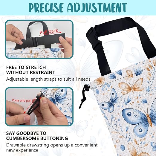 Car Garbage Bag Watercolor Blue Butterfly Hanging Canvas Car Trash Bag Drawstring Car Back Seat Organizer for Car Back Front Seat Console with Adjustable Buckle