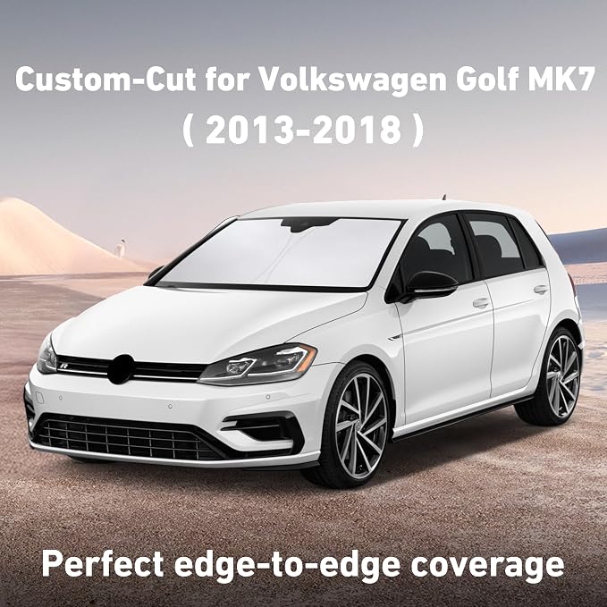 Windshield Sunshade Compatible for Volkswagen VW Golf MK7 2013-2016 2017 2018, Sun Visor for Front Windshield & Window Sun Shade Cover, UV Heat Blocker & Protector, Car Accessories