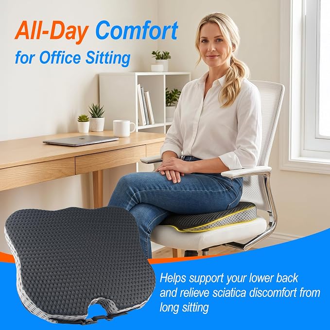 Car Seat Cushion for Driving, Wedge Driver Seat Cushion for Car | Memory Foam Car Seat Cushion for Long Driving, Car Cushion for Height, Non-Slip Base for Driver, Trucks, Office Chairs, Black