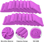 30 Pcs Edgeless Microfiber Plush Towels for Cars Detailing Drying Wash Polishing Absorbent Cleaning Cloths, 500 GSM (16 x 16 Inch,Purple)