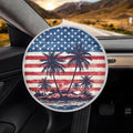 American Flag Palm Tree Steering Wheel Cover Sunshade Easy to Install Steering Wheel Sun Shade Cover Block UV Rays Car Interior Accessories for Sun Heat Fit Most Car