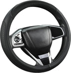 Customized Auto Car Steering Wheel Cover for Honda Civic, CR-Z, Insight, S2000,14-14.25inch(Black-Small Size)
