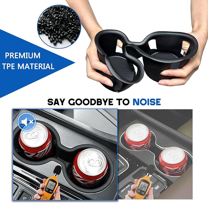 Center Console Cup Holder for 2023-2025 Honda Pilot/2024-2026 Passport Accessories Cup Holder Insert TPE Front Drink Holder Organizer for Pilot 2024 Interior Decoration Black