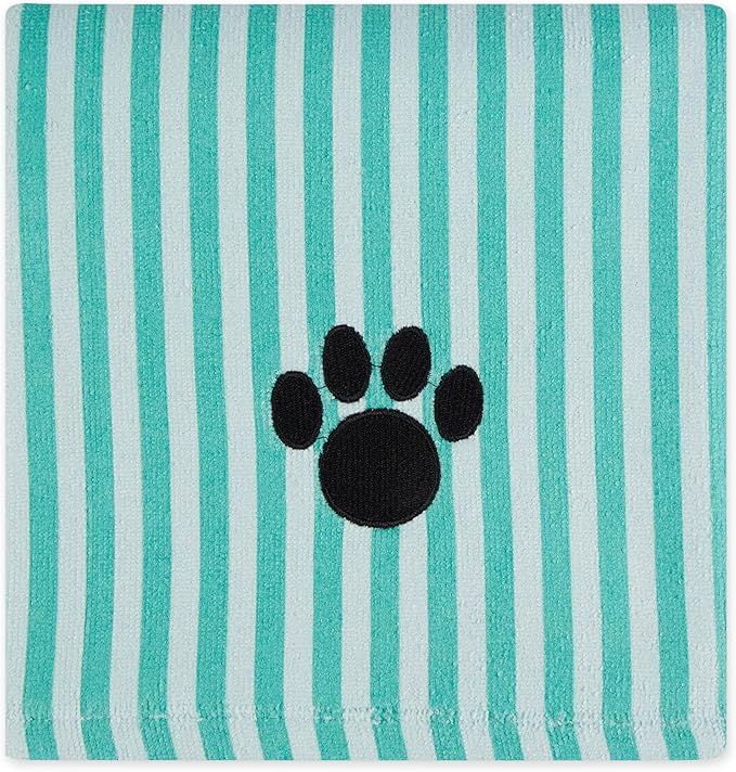 Pet Grooming Towel Collection Absorbent Microfiber X-Large, 41x23.5", Striped Aqua