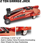 Powerbuilt 6 Piece Car Jack and Garage Creeper Service Set, 2 Ton Vehicle Lift, Jackstands, Folding Creeper, Wheel Chocks, Car Repair Garage Equipment - 640816, Large, Red