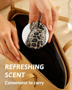Funky Leopard Print Orange Car Air Freshener 4 Pcs, Cheetah Lucky 8 Ball Ace Card Round Hanging Air Freshener for Cars Closet Drawer Books, Girly Y2k Car Accessories Mirror Decor for Women