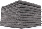 The Miner - Professional Metal Polishing Microfiber Towels for Cars; Safe on High-End Wheels and Soft Metals, 70/30 Blend, Dual-Pile, 365GSM, 16in x 16in, Grey (10-Pack)
