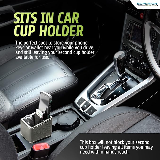 Car Phone Holder & Key Storage Expander for Cupholder - Universal Size Phone Mount for Car - Elegant Design with Easy Installation - Effortless Charging Cell Phone Holder for Car