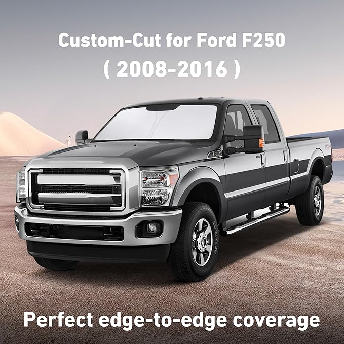 Windshield Sunshade Compatible for Ford F-250 F-350 Super Duty 2Dr Regular Cab,4Dr Super Crew Cab,Super Cab 2008-2014 2015 2016, Sun Visor for Front Window Sun Shade Cover, Car Accessories
