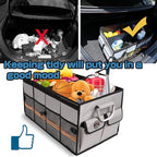 Trunk Organizer, LIBZAKI Cargo Organizer, Premium Multi Compartments Collapsible Portable Trunk Storage for auto, SUV, Truck, Minivan -Grey